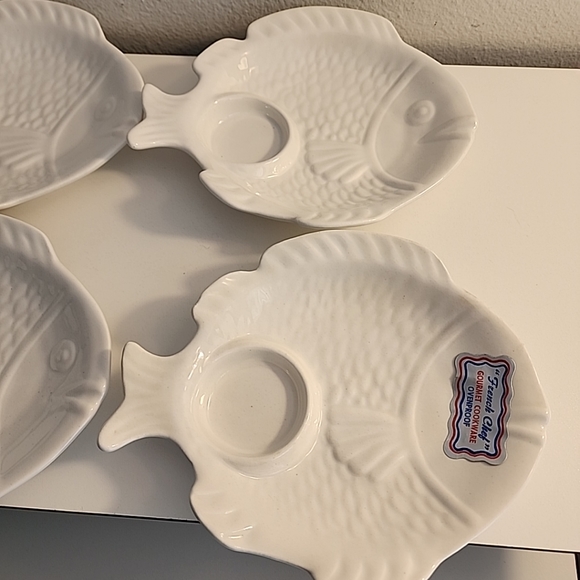 4-PC Set French Chef Gourmet Cookware Fish Shaped Dishes with sauce Compartment - Picture 5 of 6